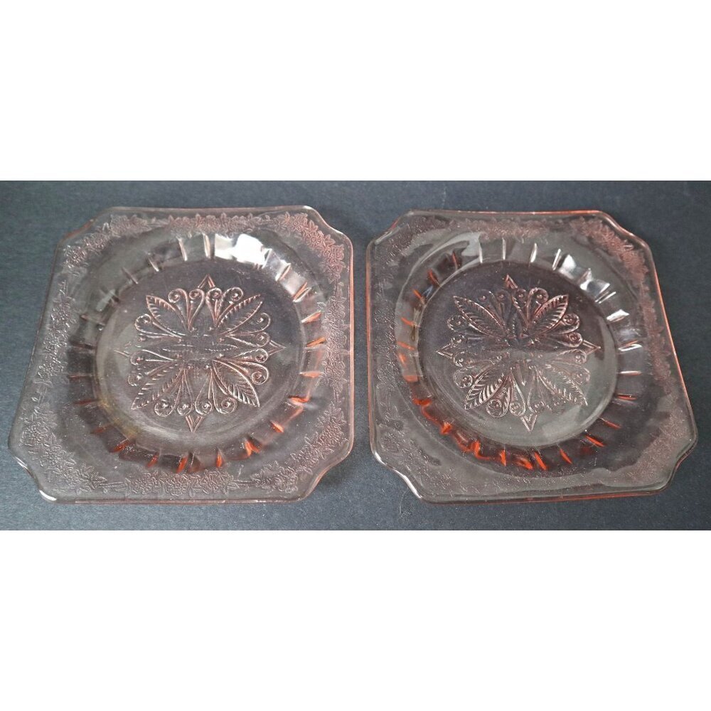 Vintage Pink Adam Depression Glass 2 Bread & Butter Plates 3 Saucers Jeanette